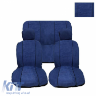 Seat Cover Set Front-Rear Towel 100% Blue/Black 6 Pcs