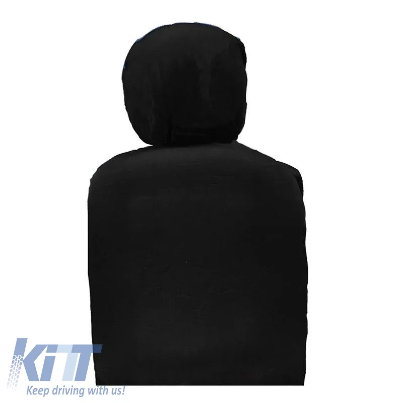 Seat Cover Set Front-Rear Towel 100% Blue/Black 6 Pcs