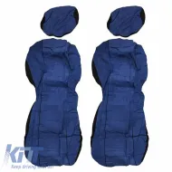 Seat Cover Set Front-Rear Towel 100% Blue/Black 6 Pcs-image-6311915
