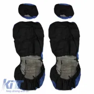 Seat Cover Set Front-Rear Towel 100% Blue/Black 6 Pcs-image-6311916