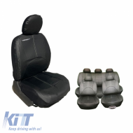 Seat Covers Bossi Imperial Universal Leather Front / Rear Set 11 Pieces Black 6332