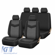 Seat Covers Grand Prix All In One Black-Grey Set Front-Rear 14 Pieces