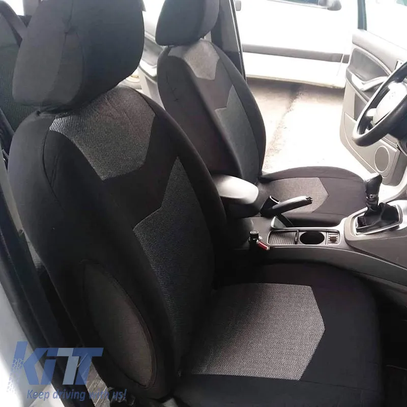 Seat Covers Grand Prix All In One Black-Grey Set Front-Rear 14 Pieces