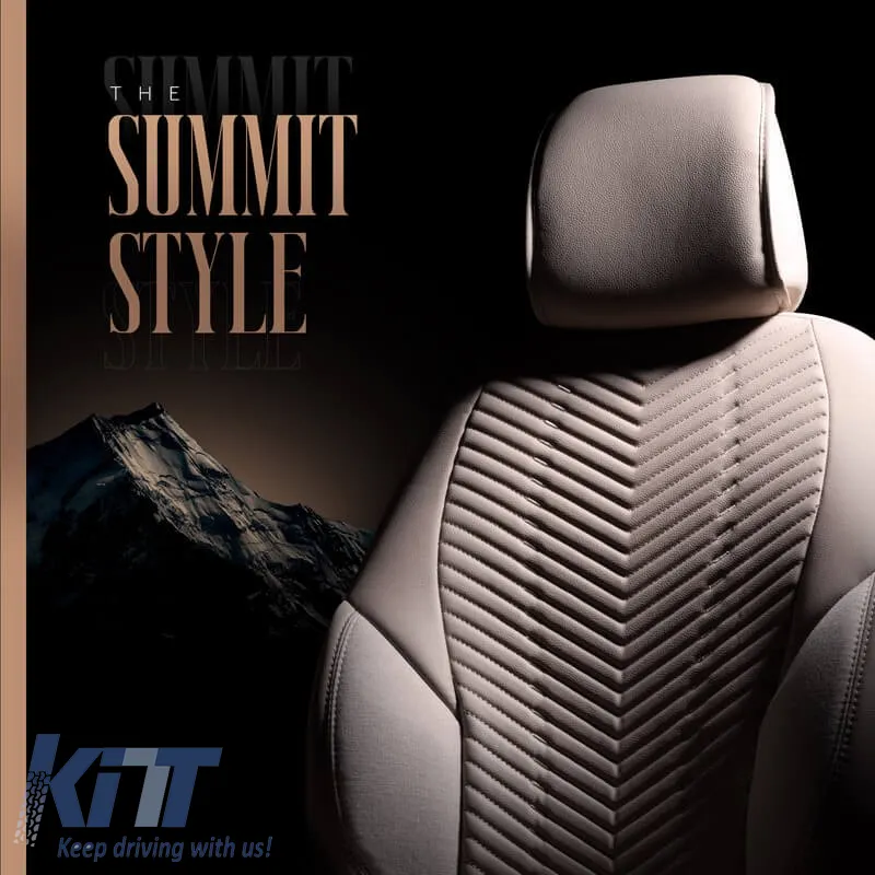 Seat Covers Otom "Advanced Leather" Universal Leather / Linen Front / Rear Set 11 Pieces Beige ADV-105