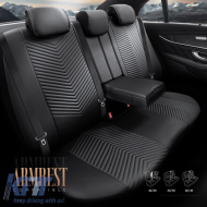 Seat Covers Otom "Advanced Leather" Universal Leather / Linen Front / Rear Set 11 Pieces Black / Smoke ADV-103