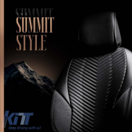 Seat Covers Otom "Advanced Leather" Universal Leather / Linen Front / Rear Set 11 Pieces Black / Smoke ADV-103