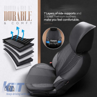 Seat Covers Otom "Advanced Leather" Universal Leather / Linen Front / Rear Set 11 Pieces Black / Smoke ADV-103