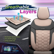 Seat Covers Otom Carbon Design Universal Jacquard / Rachel / Artificial Leather Front / Rear Set 11 Pieces Beige CRB-3403