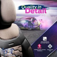 Seat Covers Otom Carbon Design Universal Jacquard / Rachel / Artificial Leather Front / Rear Set 11 Pieces Beige CRB-3403-image-6306226