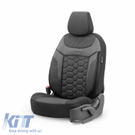 Seat Covers Otom Carbon Design Universal Jacquard / Rachel / Artificial Leather Front / Rear Set 11 Pieces Black - Grey CRB-3401