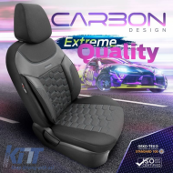 Seat Covers Otom Carbon Design Universal Jacquard / Rachel / Artificial Leather Front / Rear Set 11 Pieces Black - Grey CRB-3401