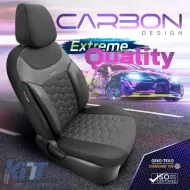 Seat Covers Otom Carbon Design Universal Jacquard / Rachel / Artificial Leather Front / Rear Set 11 Pieces Black - Grey CRB-3401-image-6306232