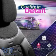 Seat Covers Otom Carbon Design Universal Jacquard / Rachel / Artificial Leather Front / Rear Set 11 Pieces Black - Grey CRB-3401-image-6306237