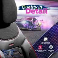 Seat Covers Otom Carbon Design Universal Jacquard / Rachel / Artificial Leather Front / Rear Set 11 Pieces Black - Red CRB-3402