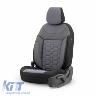 Seat Covers Otom Carbon Design Universal Jacquard / Rachel / Artificial Leather Front / Rear Set 11 Pieces Grey CRB-3404