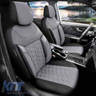 Seat Covers Otom Carbon Design Universal Jacquard / Rachel / Artificial Leather Front / Rear Set 11 Pieces Grey CRB-3404