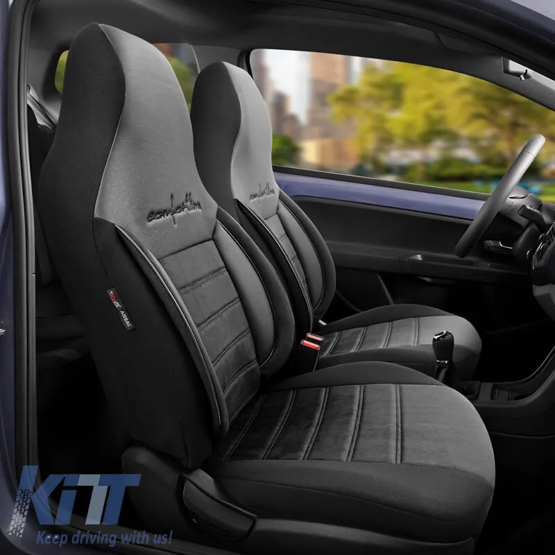 Seat Covers Otom Comfortline City Design Universal Sued / Rachel / Artificial Leather Front / Rear Set 11 Pieces Black CMF-209CTY
