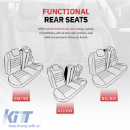 Seat Covers Otom Comfortline Design Universal Sued / Rachel / Artificial Leather Front / Rear Set 11 Pieces Black With White String CMF-217