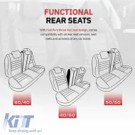 Seat Covers Otom Comfortline Design Universal Sued / Rachel / Artificial Leather Front / Rear Set 11 Pieces Black With White String CMF-217-image-6305324