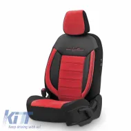 Seat Covers Otom Comfortline Design Universal Sued / Rachel / Artificial Leather Front / Rear Set 11 Pieces Black - Red CMF-207-image-6305326