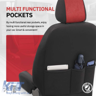 Seat Covers Otom Comfortline Design Universal Sued / Rachel / Artificial Leather Front / Rear Set 11 Pieces Black - Red CMF-207