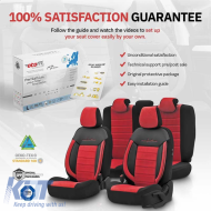 Seat Covers Otom Comfortline Design Universal Sued / Rachel / Artificial Leather Front / Rear Set 11 Pieces Black - Red CMF-207