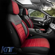 Seat Covers Otom Comfortline Design Universal Sued / Rachel / Artificial Leather Front / Rear Set 11 Pieces Black - Red CMF-207-image-6305334