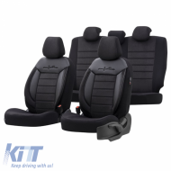 Seat Covers Otom Comfortline Design Universal Sued / Rachel / Artificial Leather Front / Rear Set 11 Pieces Black CMF-209