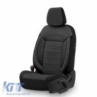 Seat Covers Otom Comfortline Design Universal Sued / Rachel / Artificial Leather Front / Rear Set 11 Pieces Black CMF-209