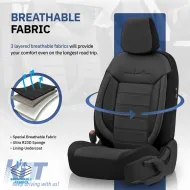 Seat Covers Otom Comfortline Design Universal Sued / Rachel / Artificial Leather Front / Rear Set 11 Pieces Black CMF-209-image-6305338