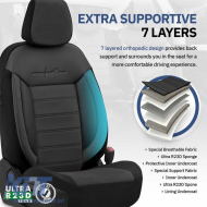 Seat Covers Otom Comfortline Design Universal Sued / Rachel / Artificial Leather Front / Rear Set 11 Pieces Black CMF-209