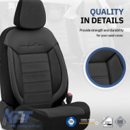 Seat Covers Otom Comfortline Design Universal Sued / Rachel / Artificial Leather Front / Rear Set 11 Pieces Black CMF-209