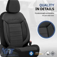 Seat Covers Otom Comfortline Design Universal Sued / Rachel / Artificial Leather Front / Rear Set 11 Pieces Black CMF-209-image-6305341