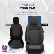 Seat Covers Otom Comfortline Design Universal Sued / Rachel / Artificial Leather Front / Rear Set 11 Pieces Black CMF-209-image-6305343