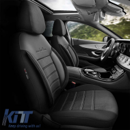 Seat Covers Otom Comfortline Design Universal Sued / Rachel / Artificial Leather Front / Rear Set 11 Pieces Black CMF-209