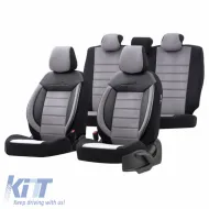 image-49-Seat Covers Otom Comfortline Design Universal Sued / Rachel / Artificial Leather Front / Rear Set 11 Pieces Black - Grey CMF-206