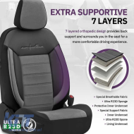Seat Covers Otom Comfortline Design Universal Sued / Rachel / Artificial Leather Front / Rear Set 11 Pieces Black - Grey CMF-206