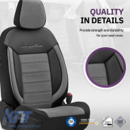 Seat Covers Otom Comfortline Design Universal Sued / Rachel / Artificial Leather Front / Rear Set 11 Pieces Black - Grey CMF-206