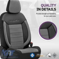 Seat Covers Otom Comfortline Design Universal Sued / Rachel / Artificial Leather Front / Rear Set 11 Pieces Black - Grey CMF-206-image-6305351