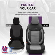 Seat Covers Otom Comfortline Design Universal Sued / Rachel / Artificial Leather Front / Rear Set 11 Pieces Black - Grey CMF-206