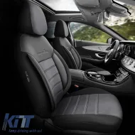 Seat Covers Otom Comfortline Design Universal Sued / Rachel / Artificial Leather Front / Rear Set 11 Pieces Black - Grey CMF-206-image-6305355
