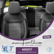 Seat Covers Otom Comfortline Design Universal Sued / Rachel / Artificial Leather Front / Rear Set 11 Pieces Black - Grey CMF-206-image-6305357