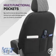Seat Covers Otom Comfortline VIP Design Universal Sued / Rachel / Artificial Leather Embroidered Front / Rear Set 11 Pieces Black - Grey CMV-233-image-6305310