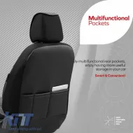Seat Covers Otom Coral Design Universal Full Artificial Leather Front / Rear Set 11 Pieces Black CRAL-101-image-6316832