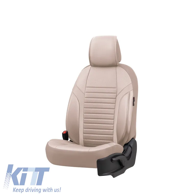 Seat Covers Otom Coral Design Universal Full Artificial Leather Front / Rear Set 11 Pieces Beige CRAL-102