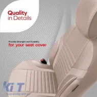 Seat Covers Otom Coral Design Universal Full Artificial Leather Front / Rear Set 11 Pieces Beige CRAL-102-image-6316846