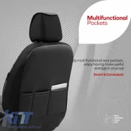 Seat Covers Otom Coral Design Universal Full Artificial Leather Front / Rear Set 11 Pieces Black / Gray CRAL-106-image-6316868