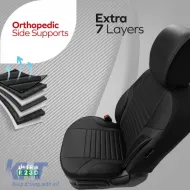 Seat Covers Otom Coral Design Universal Full Artificial Leather Front / Rear Set 11 Pieces Black / Gray CRAL-106-image-6316869