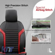 Seat Covers Otom Coral Design Universal Full Artificial Leather Front / Rear Set 11 Pieces Black / Red CRAL-104-image-6316881