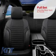 Seat Covers Otom Coral Design Universal Full Artificial Leather Front / Rear Set 11 Pieces Black CRAL-101-image-6317610